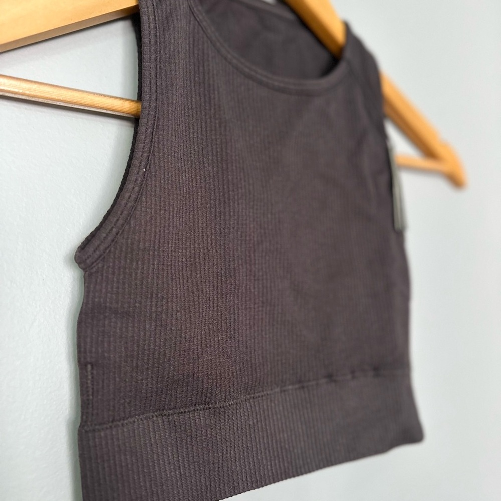 Skims Stretch Rib High Neck Bra - Soot - Picture 10 of 10